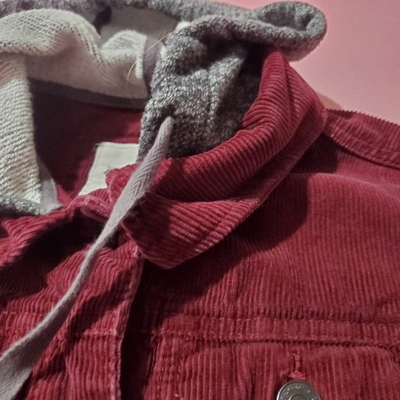 Vintage Y2k 2000s 00s Mudd Burgandy Corduroy Vest Jacket Hoodie - Picture 5 of 9